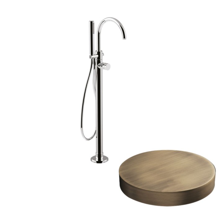 Напольный смеситель для ванны отдельностоящий, излив, ручной душ, Giulini My ring, бронза матовая арт. MR0092BROP