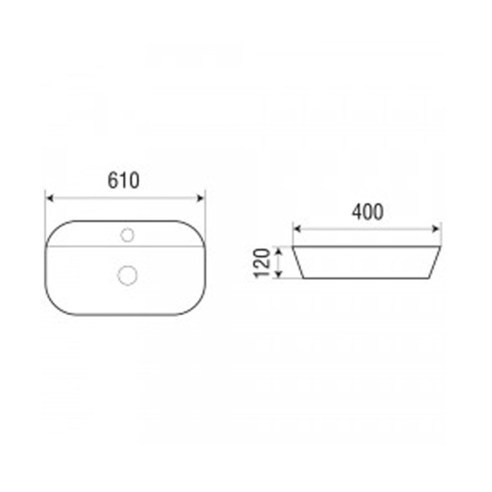 Раковина 610х400х120 накладная, белая, Azario - AZ-2203