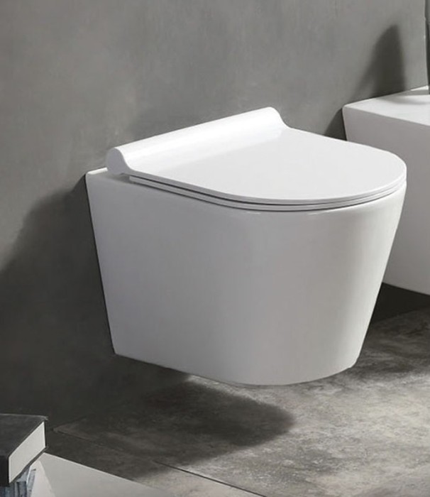 Подвесной унитаз 470х490х380 безободковый с ультратонким сиденьем микролифт, Azario Nova арт. AZ2217