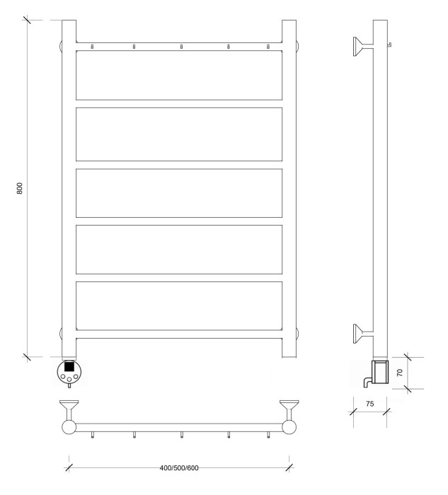 Полотенцесушитель электрический 80x50 Триада 1 К Secado арт. 4673739242155