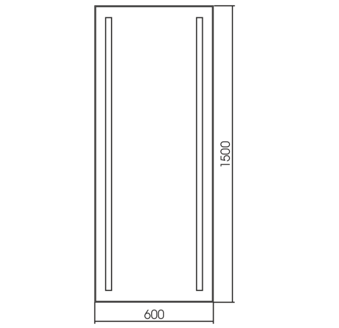 Зеркало напольное 600х1500 алюминиевый профиль, c подсветкой и диммером, выключатель-датчик на движение, Azario Люмьер - LED-00002502