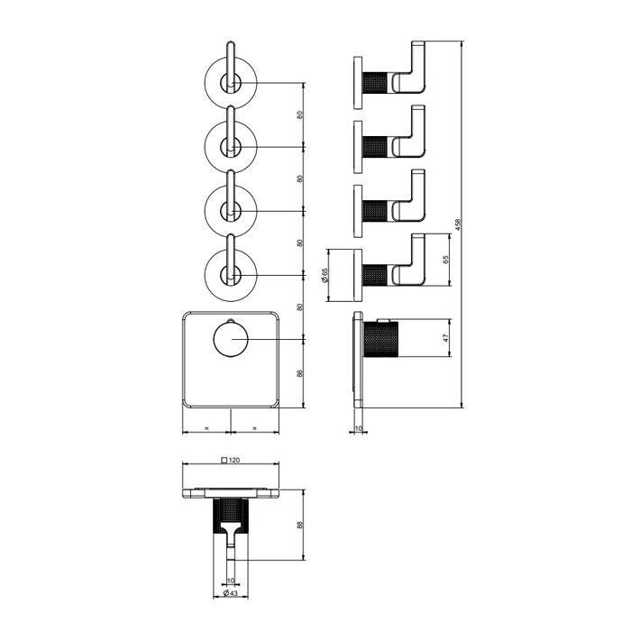 Смеситель для душа, встраиваемый, термостатический, резьба 3/4", Gessi Inciso, black xl арт. 58218#299