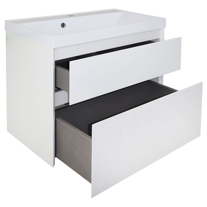 Тумба 70 700х450х660 подвесная, с раковиной Slim 70, белый матовый, Azario Velluto - CS00088602