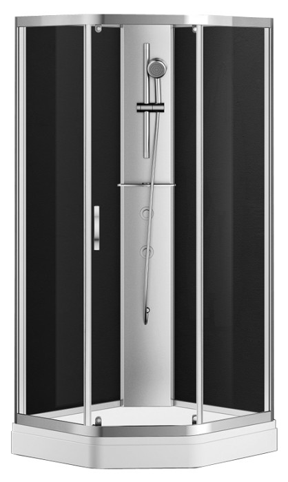 Душевая кабина 900х900х2000 прозрачное стекло 4 мм. с покрытием Easy Clean, задняя панель черная, цвет профиля хром  Denver, Azario арт. AZ-N10806 900