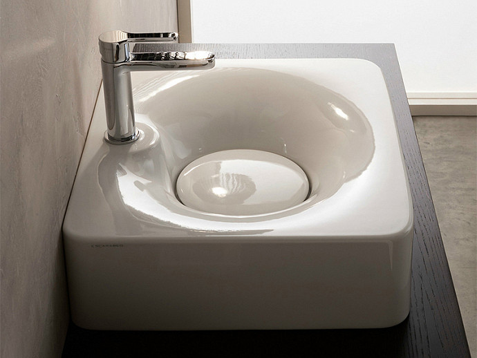 Раковина подвесная или накладная без перелива, без отверстий, цвет белый, Scarabeo Fuji - 6002