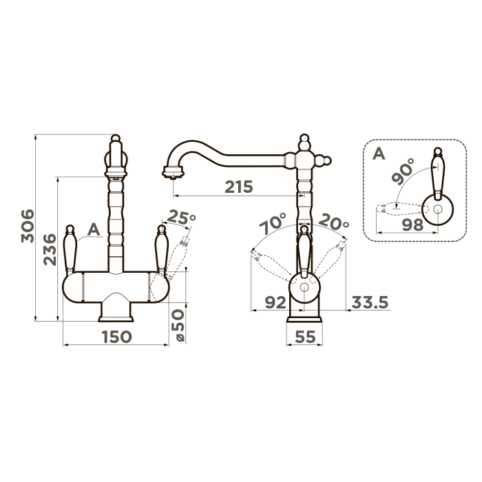 Смеситель для кухни Omoikiri Amagasaki-G латунь, цвет золото арт. 4994019