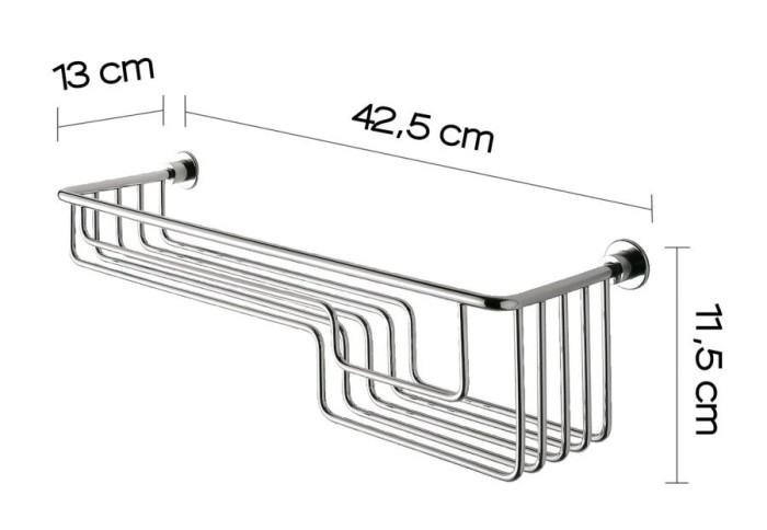 Решётка прямоугольная 1-уровневая с двумя глубинами (42,5х13хh11,5) Gedy, 5620(13) цвет: хром