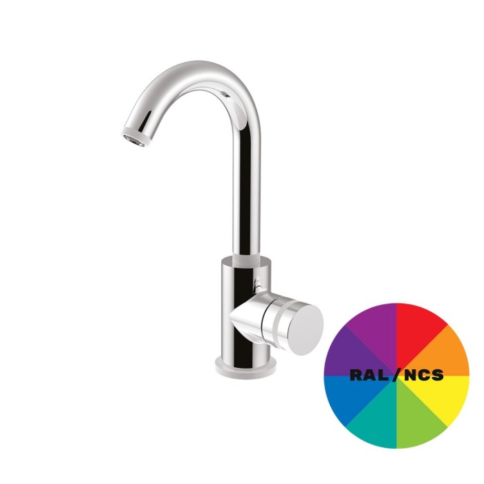 Смеситель для раковины, поворотный излив, донный клапан, Giulini My ring, RAL арт. MR0085ACC