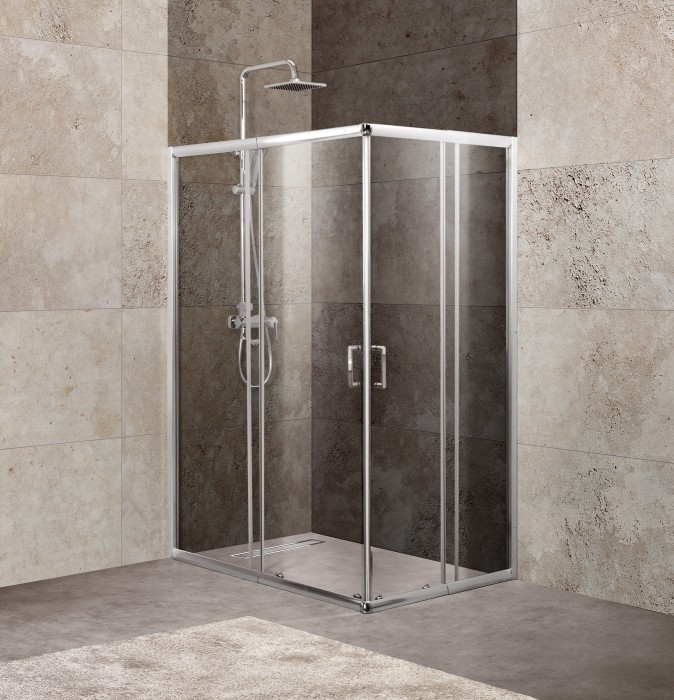 Душевой уголок 100x190 BelBagno, глянцевый хром, Unique арт. UNIQUE-AH-2-100/115-75/90-C-Cr
