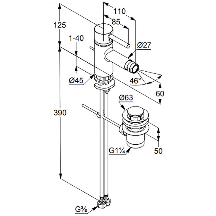 Смеситель для биде Kludi Bozz черный арт. 385333976