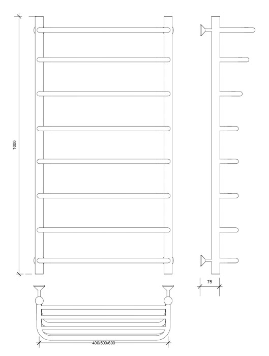 Полотенцесушитель водяной 100x50 Мерида 2 СП (хром) Secado арт. 4603759402901