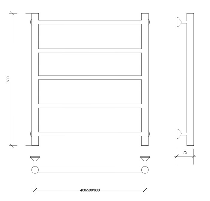 Полотенцесушитель водяной 60x50 Триада 1 (хром) Secado арт. 4603759406886