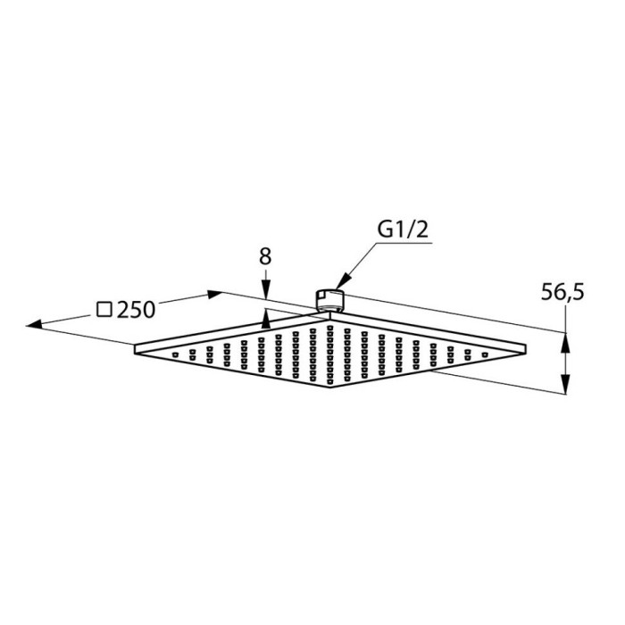 Верхний душ, квадратный, плоский, 250 x 250 мм, a-qa Kludi, белый, хром - 6442591-00