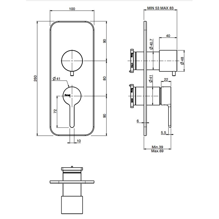 Fima Carlo Frattini Смеситель для душа, встраиваемый, с переключателем на 2/3 выхода, Snap, F3119X6CR цвет: хром