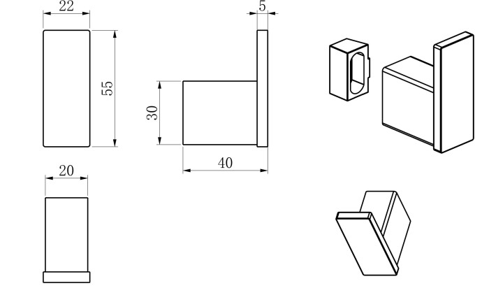 Крючок для ванной, Wonzon & Woghand, WW-V2301-MB цвет: черный
