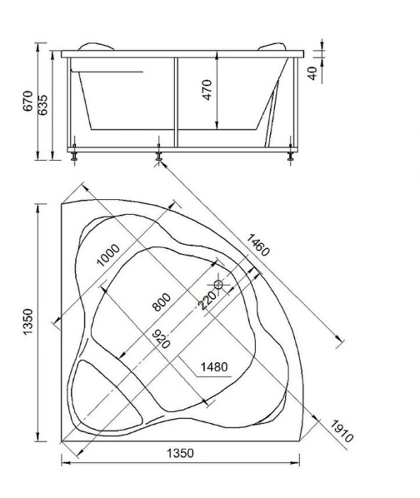Ванна с фронтальным экраном Aquatek Галатея арт. GAL135-0000022