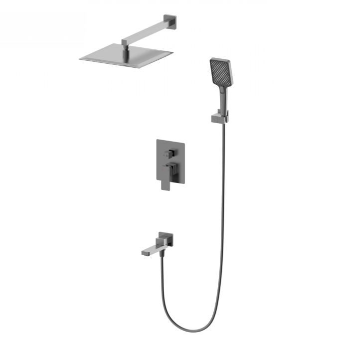 Душевая система встраиваемая, Wonzon &amp; Woghand Cube 2.0, WW-88087068-BGM цвет: графит