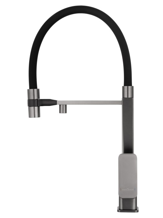 Смеситель для кухни с гибким изливом и подключением фильтра, Wonzon & Woghand, WW-88458012-BGM цвет: графит