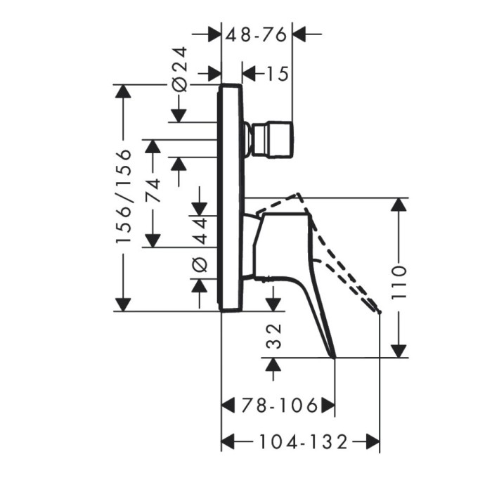 Смеситель для ванны скрытого монтажа, Hansgrohe Vivenis, хром арт. 75415000