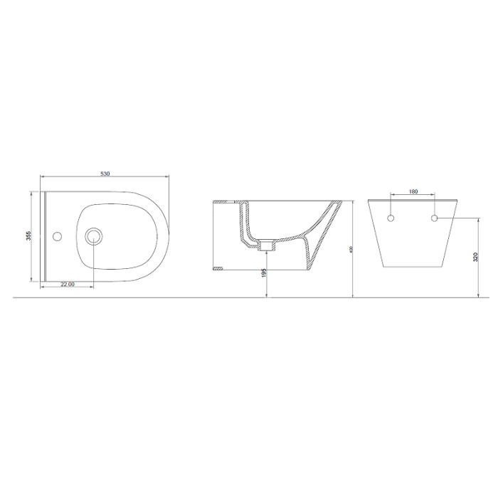 Биде подвесное, Avva Boheme 974-W, белое