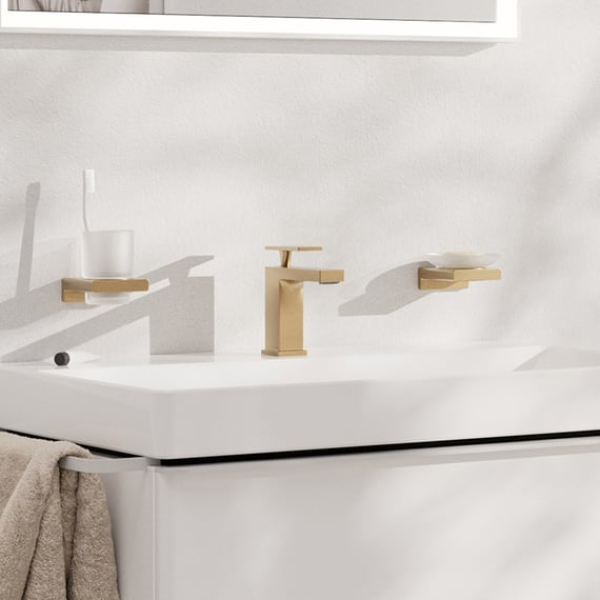 Смеситель для раковины EcoSmart+, с донным клапаном, Hansgrohe Tecturis E, бронза арт. 73002140