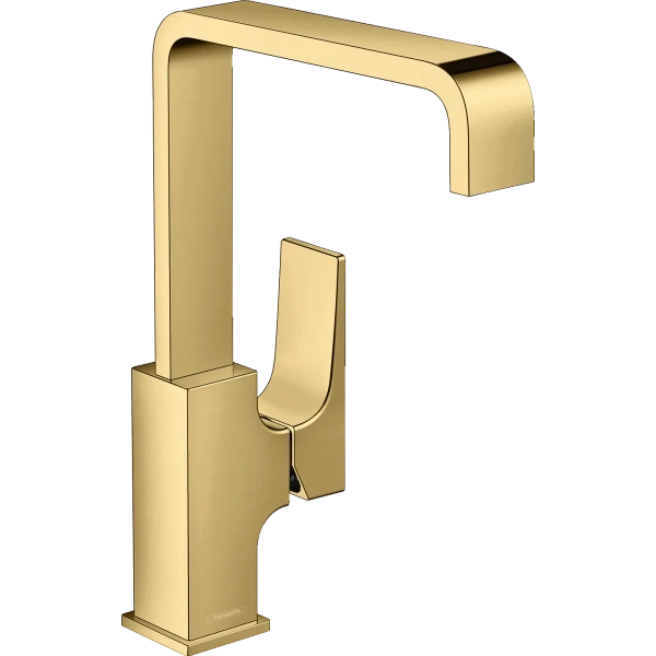 Смеситель для раковины поворотным изливом, Hansgrohe Metropol, золото арт. 32511990