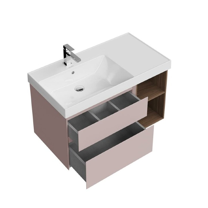 Тумба левая подвесная с ящиками 90см, Cubo Kerama Marazzi, розовый - CUB.90.2Lh\MAL.N