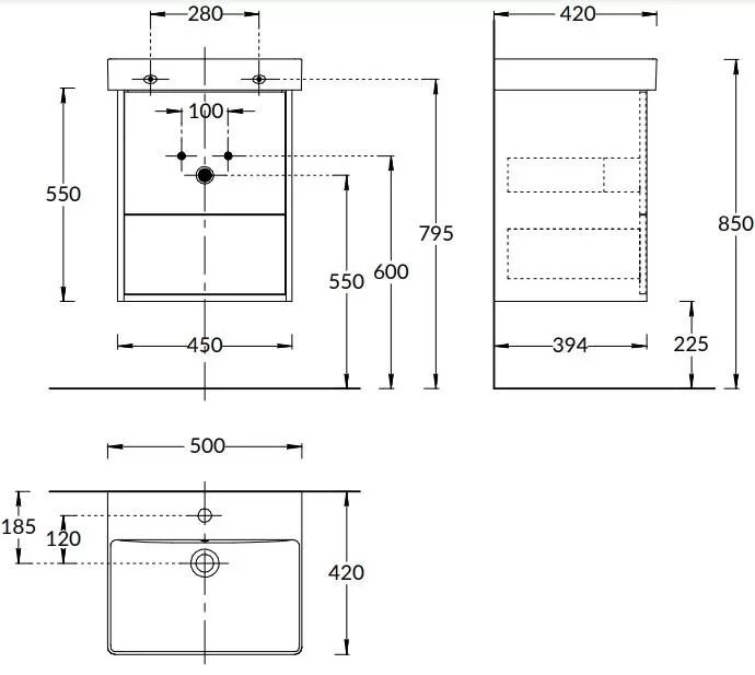 Тумба PRO подвесная 2 ящика 50см, Pro Kerama Marazzi, белый - PRO.50.2\WHT