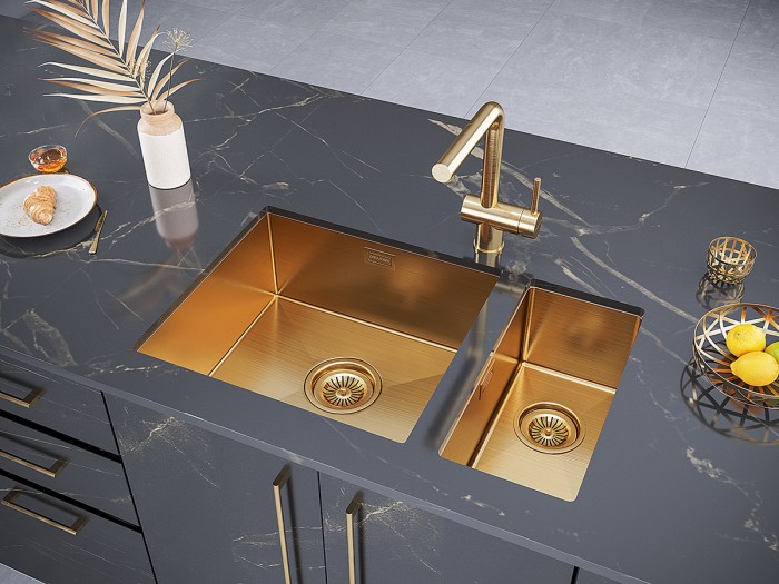 Мойка для кухни нержавеющая 230х440мм Paulmark KLEIN, брашированное золото - PM202344-BG