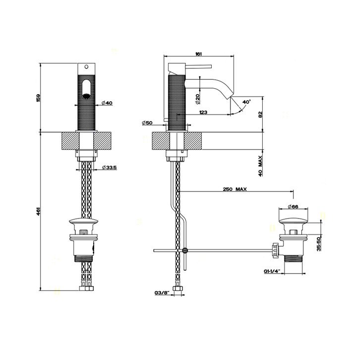 Смеситель однорычажный с донным клапаном, Gessi Cesello, шлифованная сталь арт. 54401#239