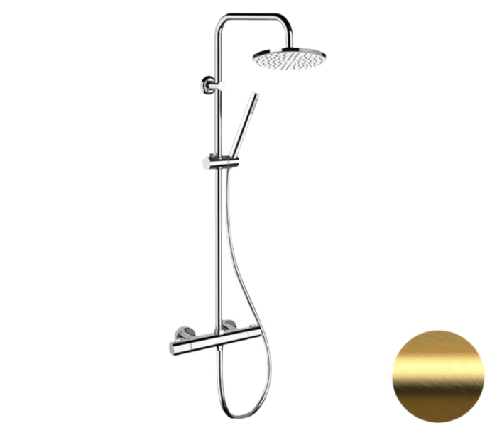 Душевая система термостатическая золото матовый, Remer Elegance, внешнего монтажа EQ32X7MMM20BG