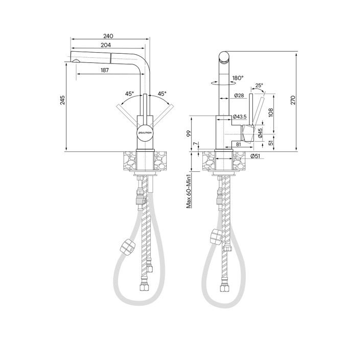 Смеситель для кухни  Paulmark KASSEL, никель - Ka214311-NI