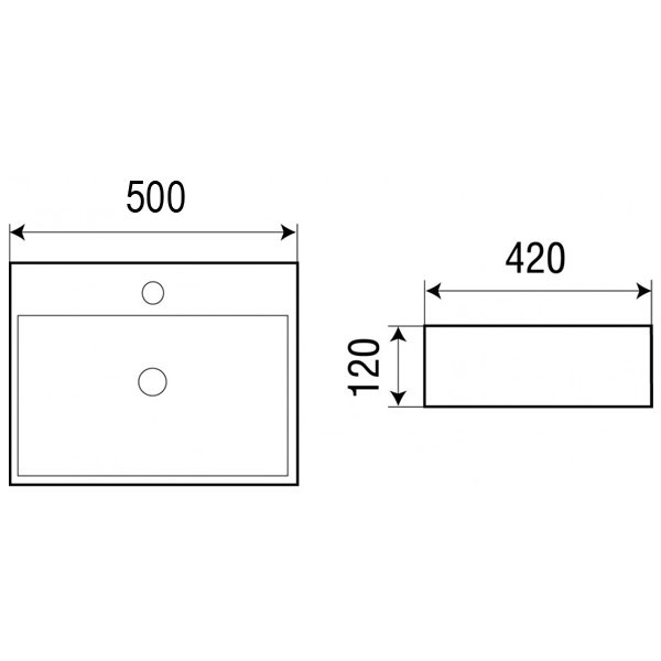 Раковина 500х420х120 накладная, белая, Azario - AZ-2173-S