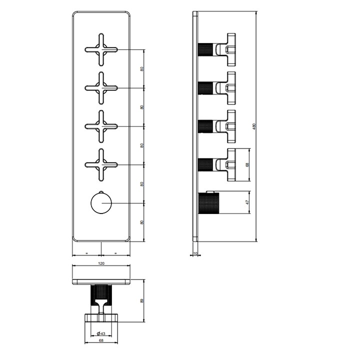 Смеситель для душа, встраиваемый, термостатический, Gessi Inciso, хром арт. 58228#031
