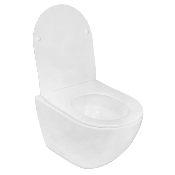 Подвесной унитаз Trevi 495х360х390 безободковый, слив "торнадо", в комплекте с сидением микролифт, белый, Azario Vetro арт. AZ-0093UQ3