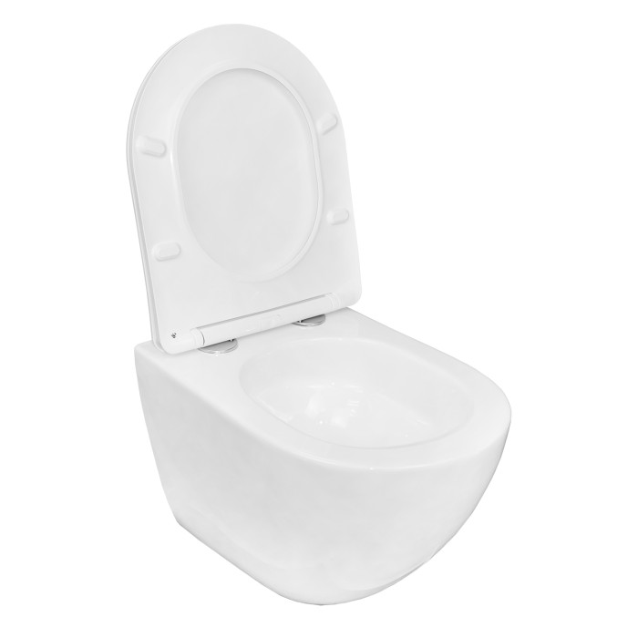 Подвесной унитаз Trevi 495х360х390 безободковый, слив "торнадо", в комплекте с сидением микролифт, белый, Azario Vetro арт. AZ-0093UQ3