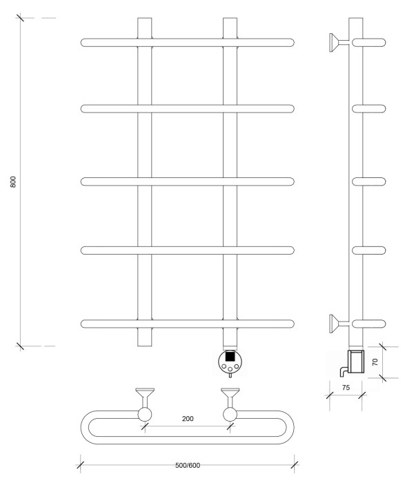 Полотенцесушитель электрический 80x20x50 Венеция 1 Secado арт. 4673739233535