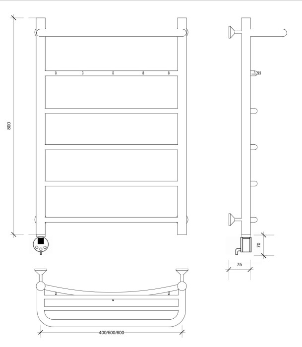 Полотенцесушитель электрический 80x40 Милан 1 КСП Secado арт. 4673739237946