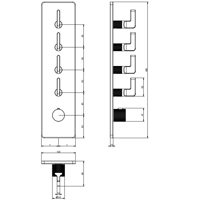 Встраиваемый термостатический смеситель на 4 источника, резьба 3/4", Gessi Inciso, золото арт. 58208#246
