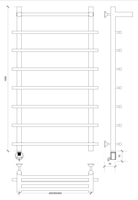 Полотенцесушитель электрический 100x60 Турин 1 СП Secado арт. 4673739244104