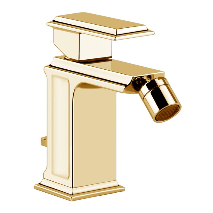 Смеситель для биде на 1 отверстие, с донным клапаном, Gessi Eleganza, шлифованное золото арт. 46007#087