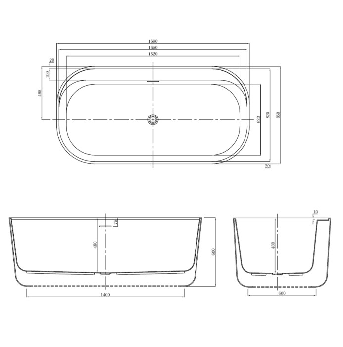 Акриловая ванна 1690х860х600, Azario Winchester арт. WIN17085