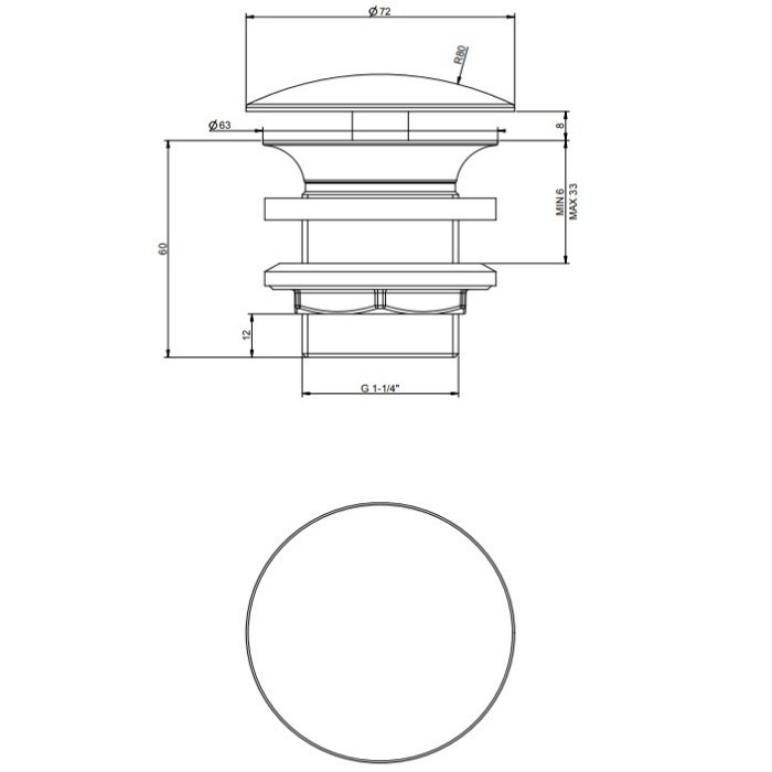 Донный клапан свободного слива для раковины без перелива, Gessi, 01376#031 цвет: хром