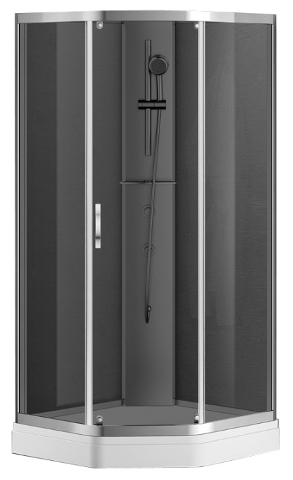 Душевая кабина 900х900х2000 серое стекло 4 мм. с покрытием Easy Clean, задняя панель черная, цвет профиля хром  Denver, Azario арт. AZ-N10806 900 GREY