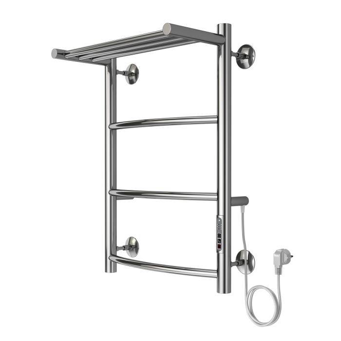 Полотенцесушитель электрический 400/600 3 секции, с полкой, диммер справа, хром, Verona Azario - AZ04846P