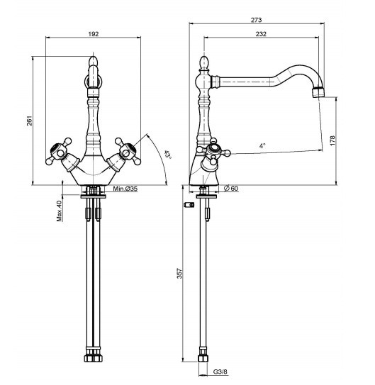 Fima Carlo Frattini Смеситель для кухни, Kitchen Elizabeth, F5087CR цвет: хром