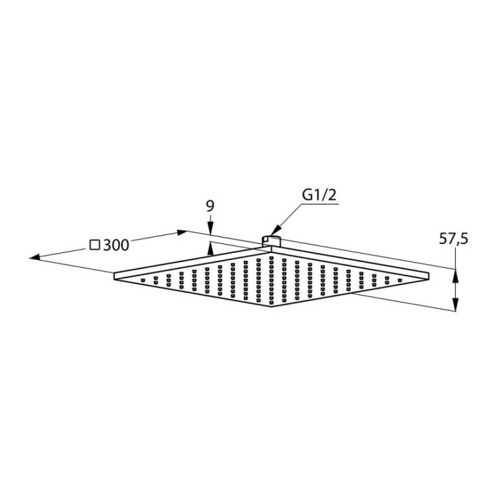 Верхний душ, квадратный, плоский, 300 мм, a-qa Kludi, хром - 6443005-00