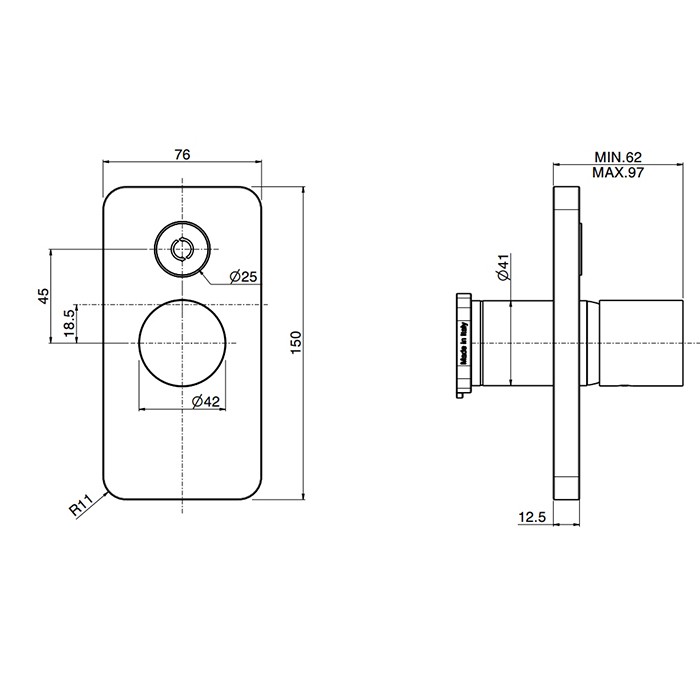 Fima Carlo Frattini Смеситель для душа, встраиваемый, с переключателем на 2 выхода, Nomos Go, F4169E2CR цвет: хром