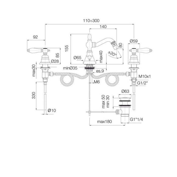 Fima Carlo Frattini Cмеситель для биде на 3 отверстия с вращающимся изливом, Herend, F5402CR цвет: хром