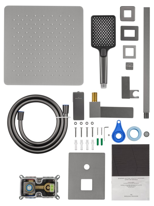 Душевая система встраиваемая, Wonzon & Woghand Cube 2.0, WW-88939068-BGM цвет: графит